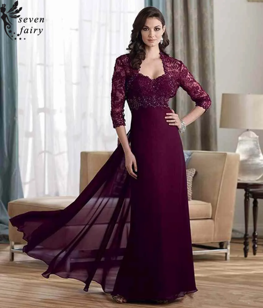 2017 Medal Red Sexy A-Line Mother Of the Bride Dress Chiffon Floor-Length Appliques Crystal Witn Jacket Formal Celebrity Gown | Свадьбы и