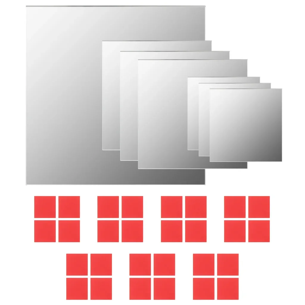 Juego de espejo de pared de 7 piezas de diferentes tamaños de vidrio cuadrado DIY decorativo espejo pegatinas de pared para sala de estar dormitorio