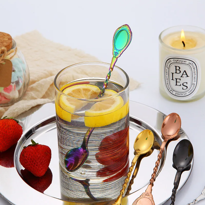 Iced tea cocktail dtirring spoon creative  spiral coffee spoon bar mixing spoon long handle spoon 3