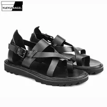 Г.; мужские летние пляжные сандалии-гладиаторы с ремешками крест-накрест; дизайнерская мужская обувь из натуральной кожи с пряжкой; с открытым носком