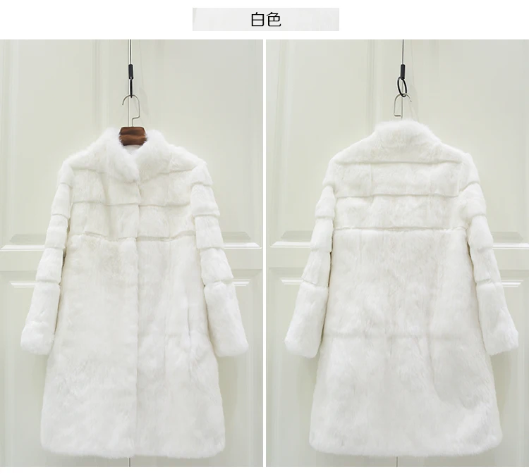 Real genuine natural full pelt whole skin rabbit fur coat women fashion stand collar jacket custom any size