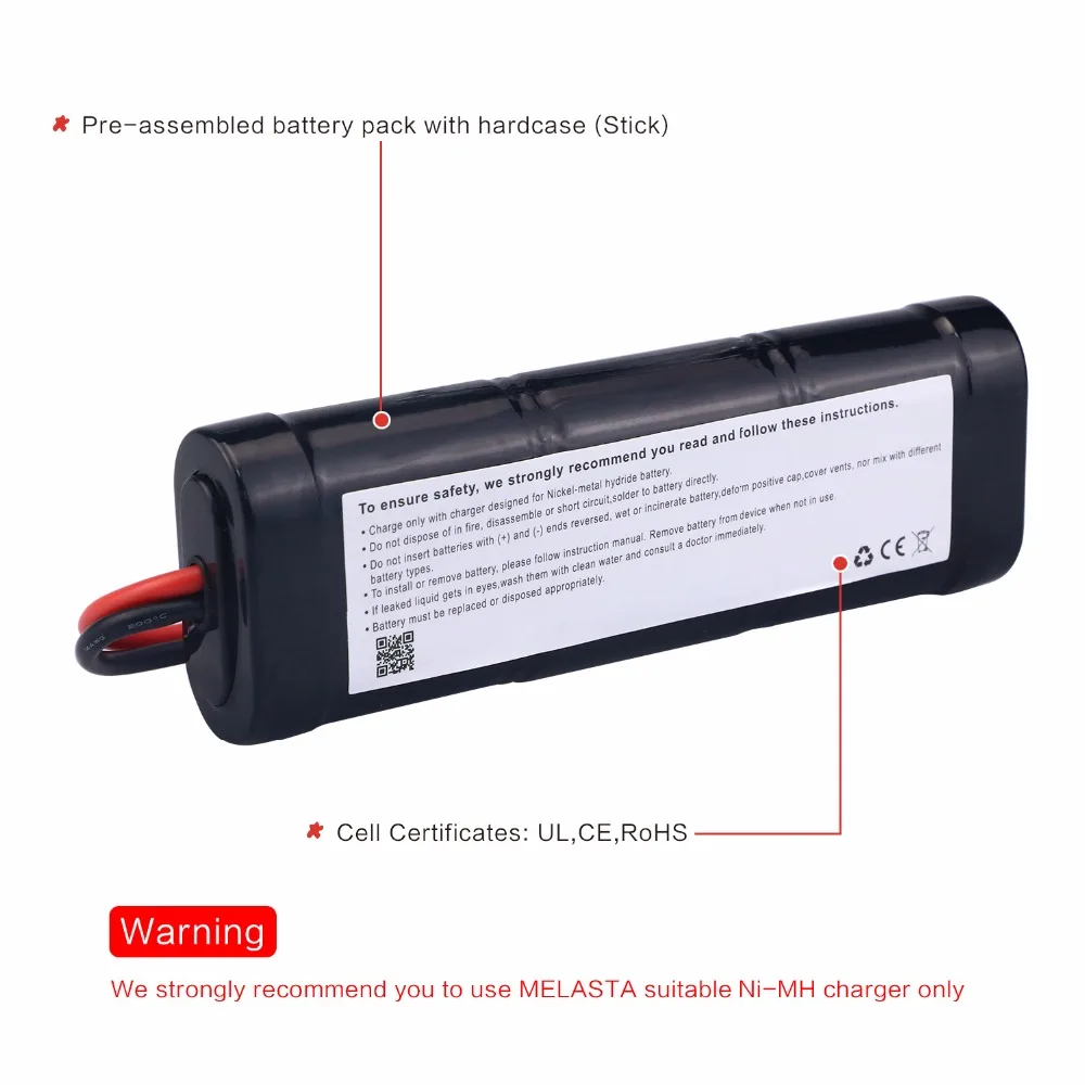 MELASTA 7.2V 5000mAh NiMH Rechargeable RC toy Battery with Tamiya Discharge Connector for RC Racing Cars Boat Aircraft