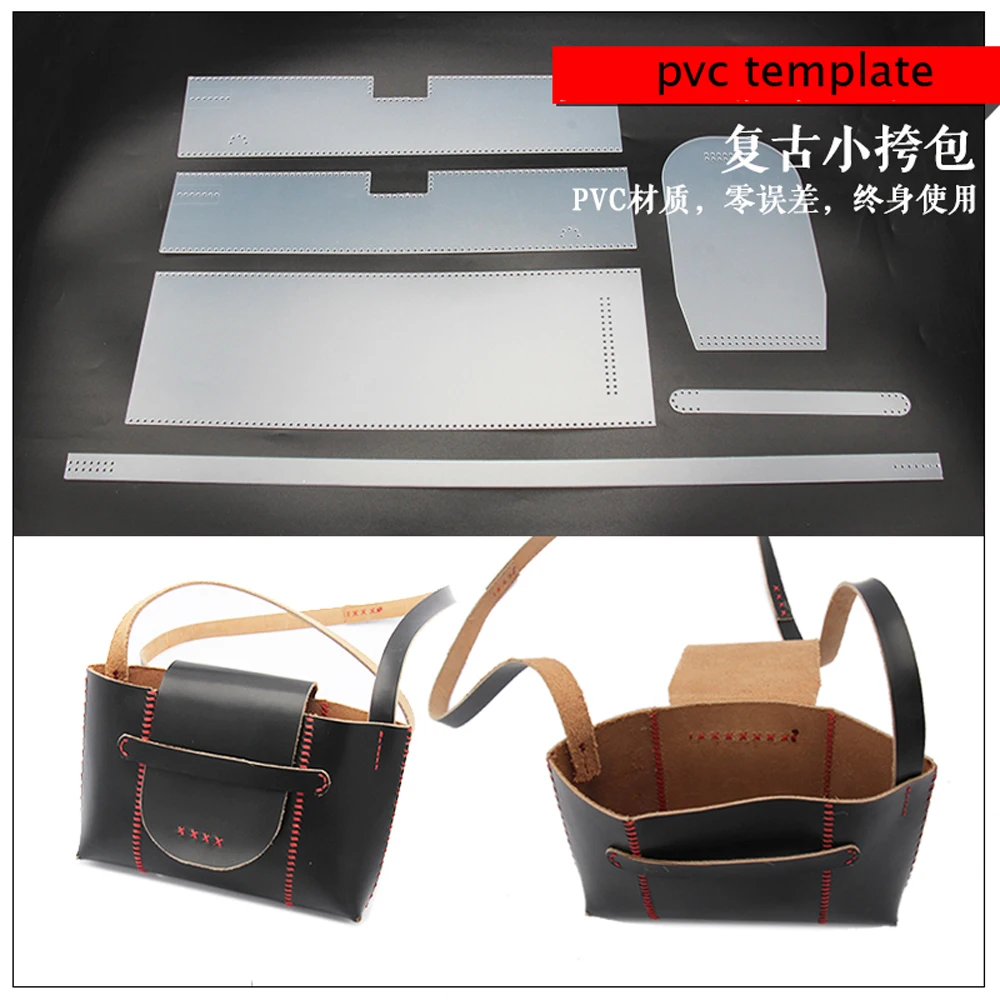 

DIY leather craft women hand sewing shoulder bag pvc template pattern set