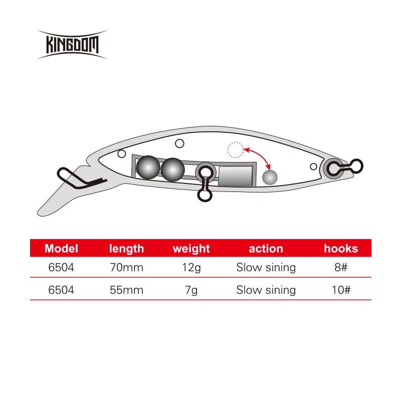 Kingdom рыболовные приманки 70 мм 12 г 55 мм 7 г искусственные приманки с крючками VMC медленное погружение Hrard приманка воблеры рыболовные снасти