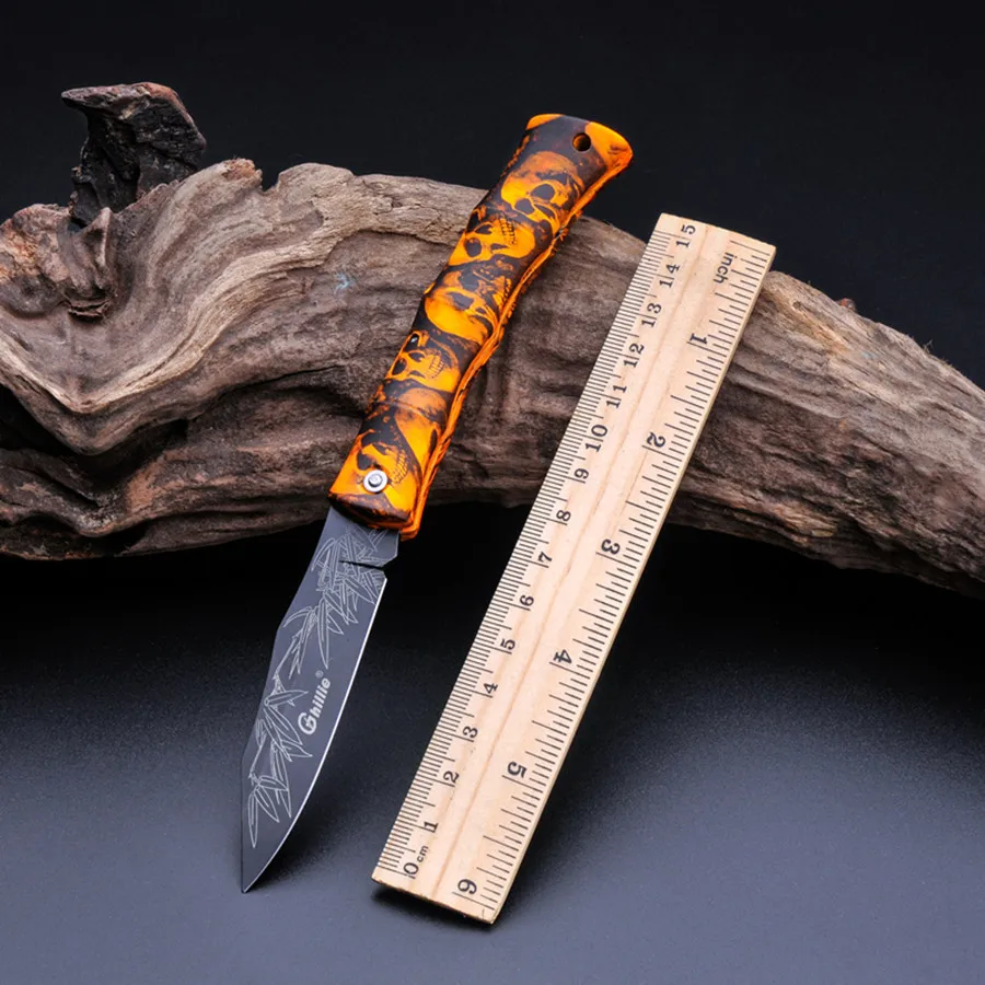 5 Colors Skull tactical Folding Knives Survival Plastic Handle Fruit