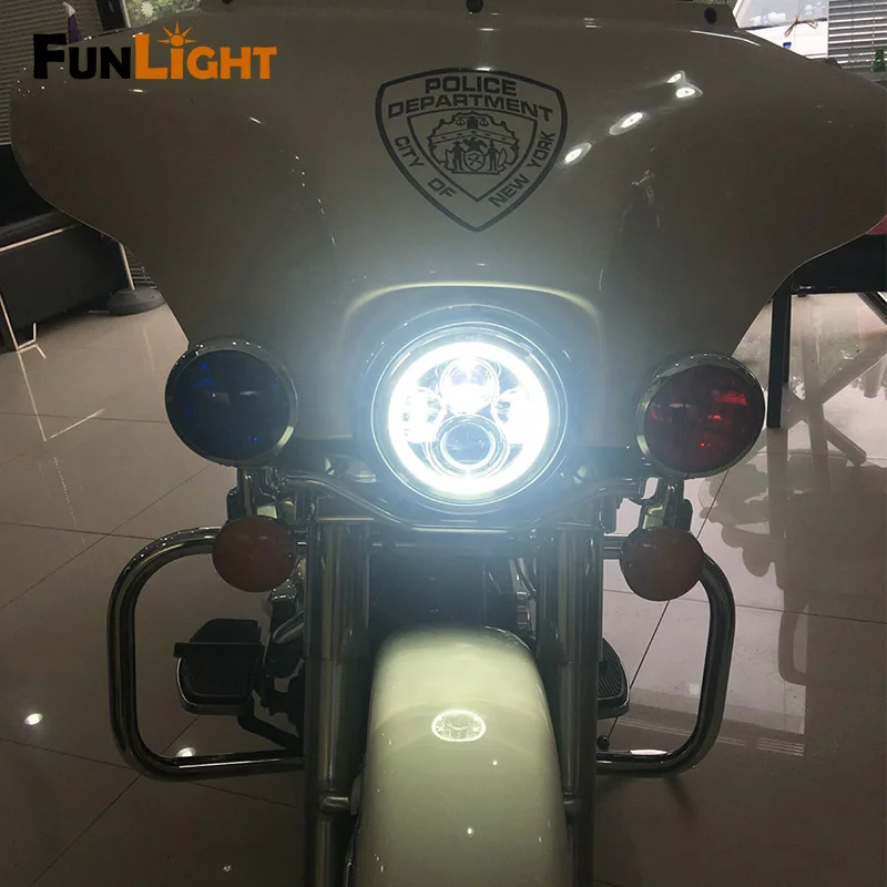 

7" Motorcycle Projector Daymaker LED Headlight With Angel Light and white DRL For Davidson Harley FLSTC FLSTF FLSTFB
