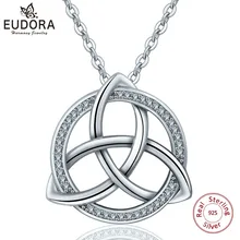 EUDORA, уникальный 925 пробы, серебряный, кельтский, Tiquetra, троичный узел, подвеска, ожерелья, модное ювелирное изделие для мальчиков и девочек, вечерние, подарок, D202