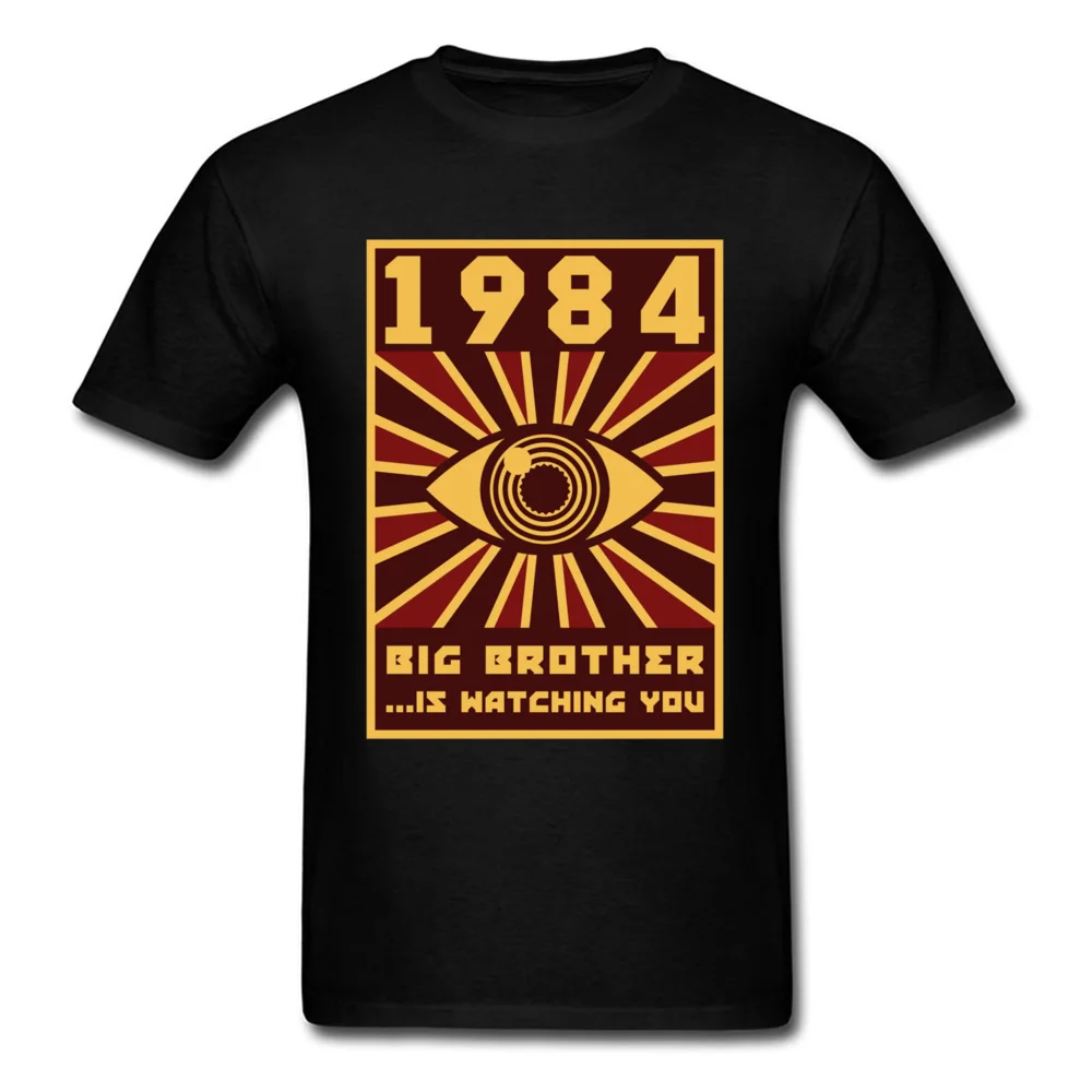 1984 футболка Big Brother, мужские черные топы, футболка с графическим принтом, одежда Horus Eye, винтажные футболки 80 s, забавные хипстерские футболки, уличная одежда - Цвет: Черный