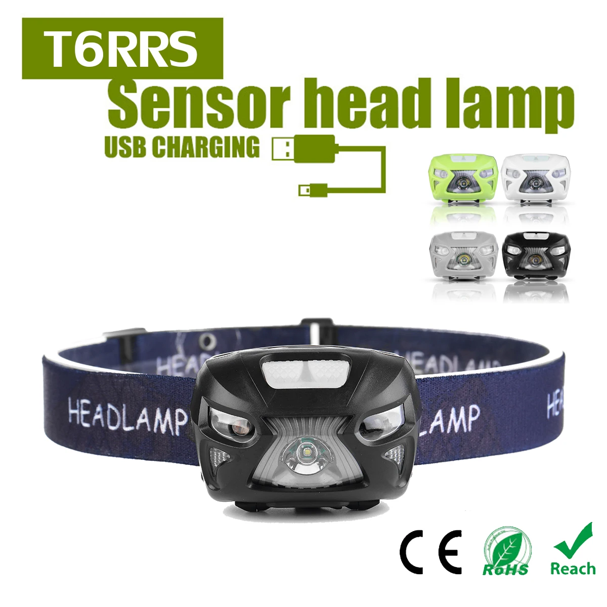

Headlight 6000lm 2*RED LED Headlamp Motion Sensor Bike Head Lamp Light Fishing Flashlight Torch Head Rechargeable Battery
