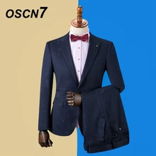OSCN7 Костюмы Под заказ с принтом Мужские приталенные костюмы для свадебной вечеринки мужские костюмы на заказ модный костюм из 3 предметов Блейзер брюки жилет DM-033