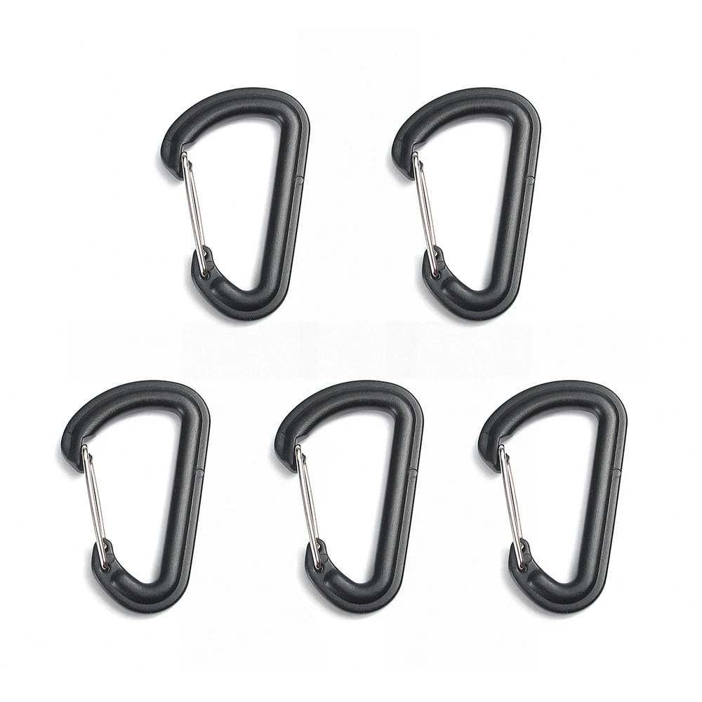 Outdoor Tool 5PCS D Shape Plastic Carabiner D Ring Key Chain Spring