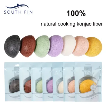 

Blue Zoo face cleansing tool hand made Semicircle 100% natural konjac sponge 7 color blackhead remover face massage sponge BZ086