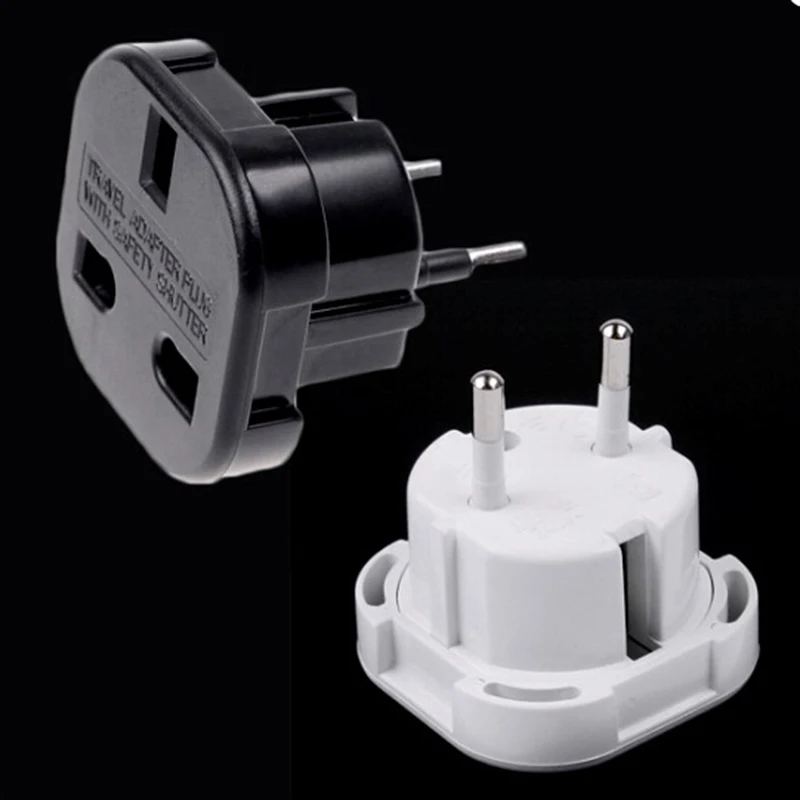Black/White 2 PiN Wall Plug Socket UK TO EU EUROPE EUROPEAN UNiVERSAL TRAVEL CHARGER ADAPTER