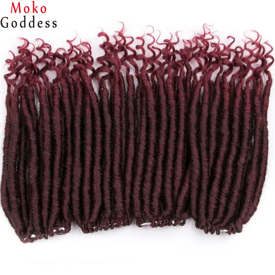MokoGoddess вязанные волосы для наращивания богиня Faux locs Curly вязанные косички синтетические волосы Омбре косички