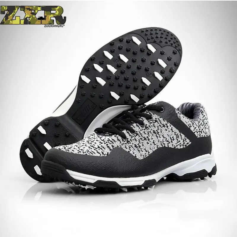 

Men Anti-skid Nails Golf Shoes Microfiber Leather Athletic Outdoor Mens Breathable Waterproof Sport Spikes Twist Training Shoes