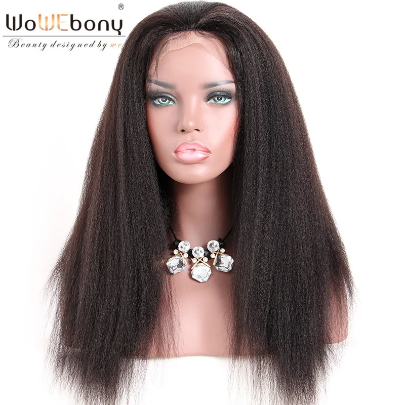 

Silk Top 4*4 Full Lace Human Hair Wigs Kinky Straight For Women Invisible Parting Brazilian Remy Hair Full End WoWEbony