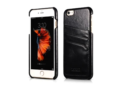 Icarer 5,5 дюймов для iPhone 6s Plus, чехол-кошелек из натуральной кожи, чехол для iPhone 6 Plus 6 Plus, Роскошный чехол для задней панели, отделение для карт - Цвет: Black