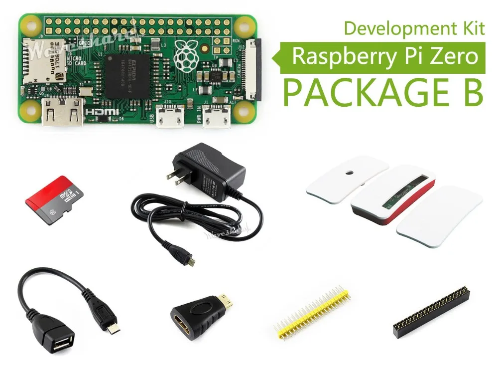 

Original Raspberry Pi Zero Package B Basic Development Kit Micro SD Card, Power Adapter, Official Case, and Basic Components