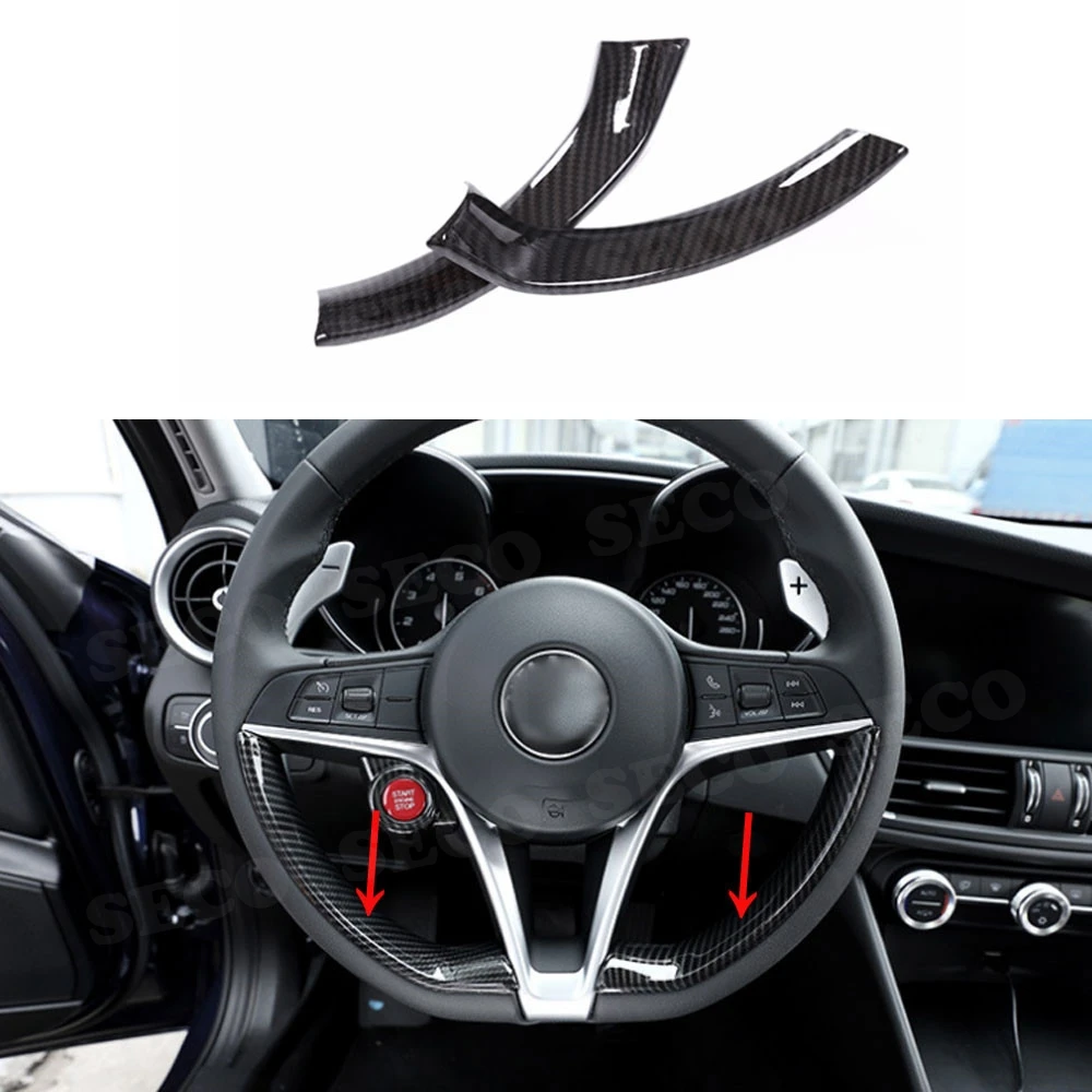 ABS Carbon Look Steering Wheel Decoration Frame Strip for Alfa Romeo Giulia- Engine Start Stop Button Frame