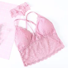 Женский пикантный с подкладками на спине бретели кружево пуховая трубка топ женского нижнего белья, сексуальное нижнее белье