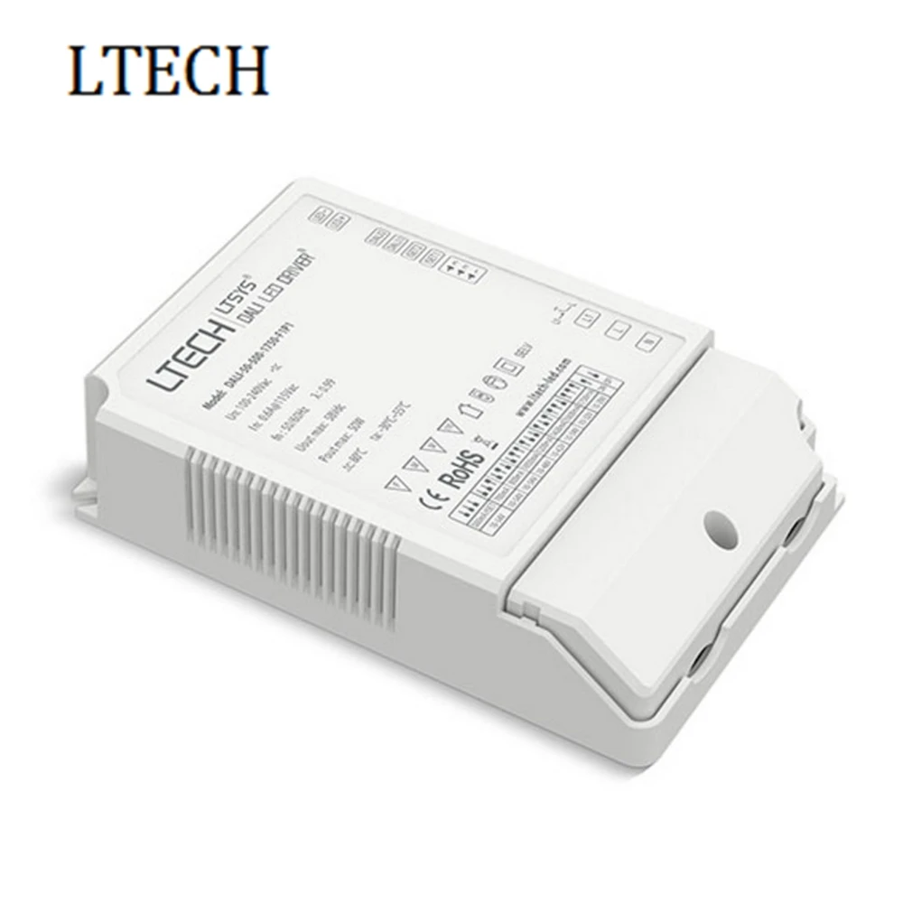 

LTECH 50W Dali Constant Current Led Dimming Driver Power Adapter AC100-240V Input 500-1750mA Output DALI-50-500-1750-F1P1