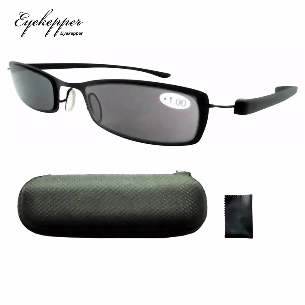 

R14019 Black Frame Gray Tinted Stainless Steel Frame Sun Readers Reading Sunglasses W/case +1.00/+1.25/+1.50/+1.75/+2.00
