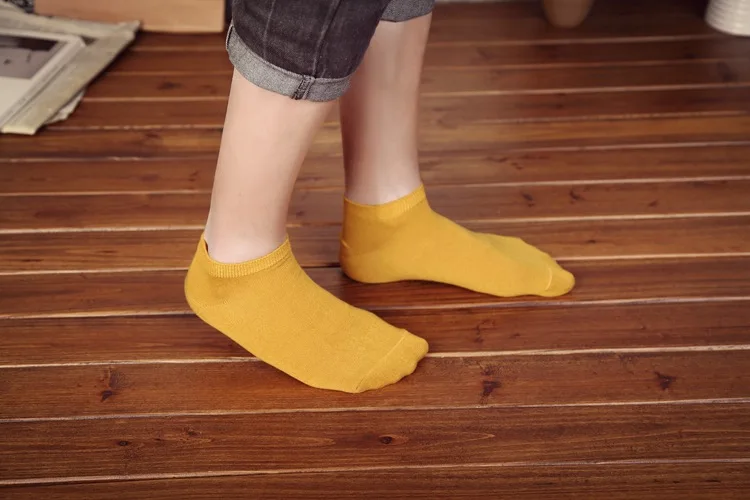 Новые носки однотонного цвета в японском стиле, бамбуковые носки с низким вырезом ярких цветов, 12 цветов