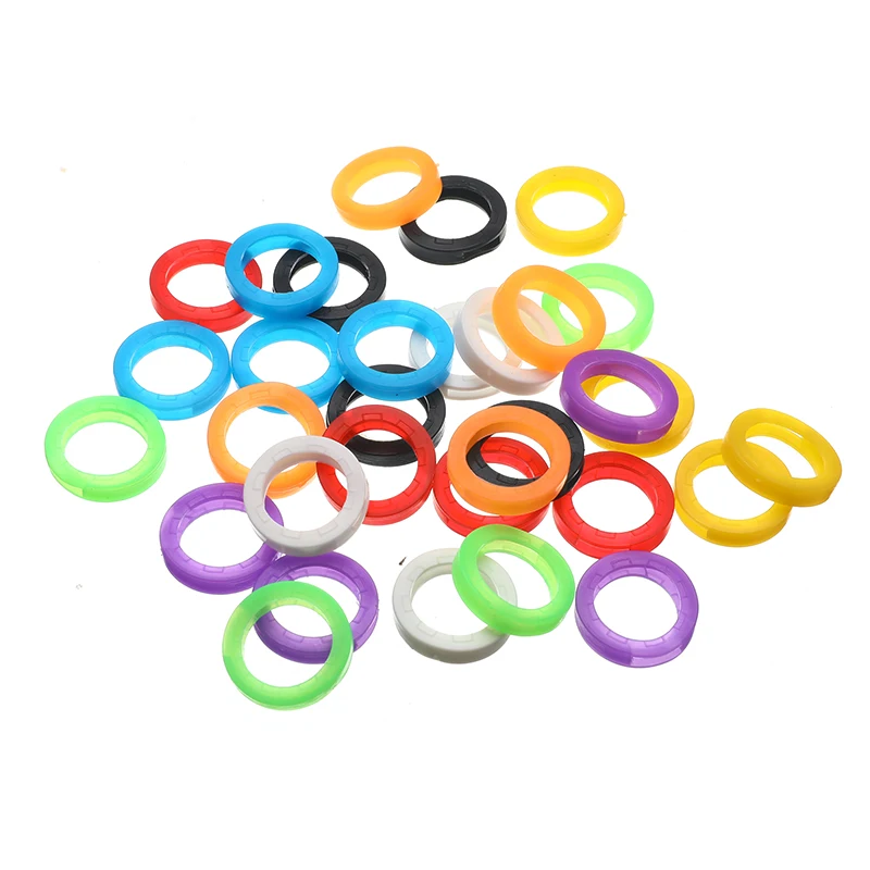 

32pcs/set Multicolor Soft Hollow Rubber Key Covers Mixed Color Round Silicone Keys Locks Cap Elastic Topper Keyring Case