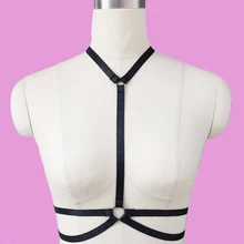 Горячий черный бюстгальтер с ремнями в готическом стиле полюс танец Сексуальная эластичность может регулировать жгут Харадзюку тело ручной работы бюстгальтер