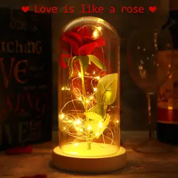 Батарея питание светодиодный красный Шелковая Роза искусственная гирлянда в виде роз настольная лампа Романтический День Святого