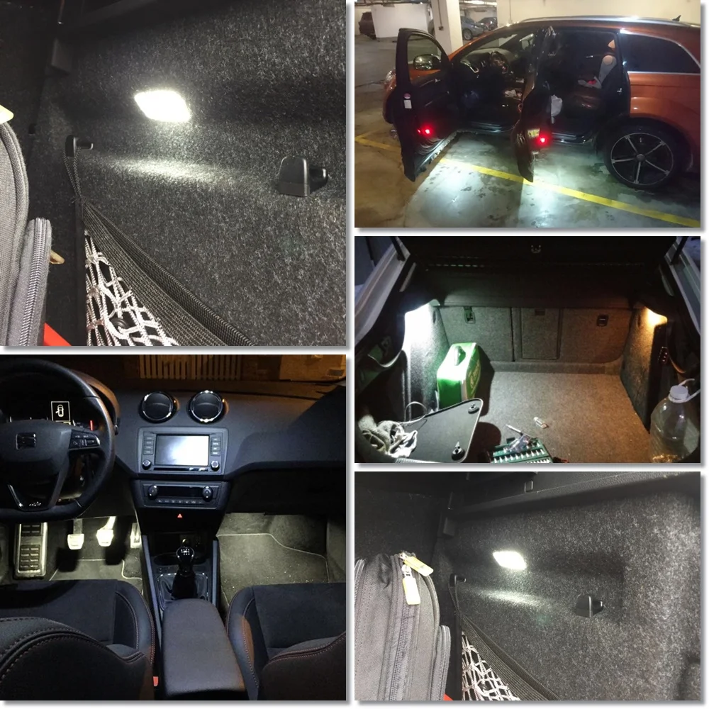 12 В Светодиодный лампа для багажника Багажник свет для Audi VW Golf, seat, roomster, Lamborghimi 18SMD Белый светодиодный свет двери