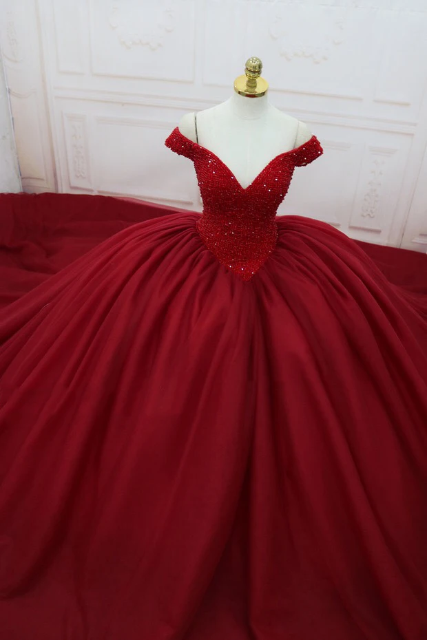 Wholesale Gorgeous Real Photo Burgundy Ball Gown Evening Dress V-Neck Top Beaded Princess Prom Dress Evening Gown Vestido de Fiesta ASAE34 Buy Cheap Gorgeous Real Photo Burgundy Ball Gown Evening Dress V-Neck Top Beaded Princess Prom Dress Evening Gown Vestido de Fiesta ASAE34