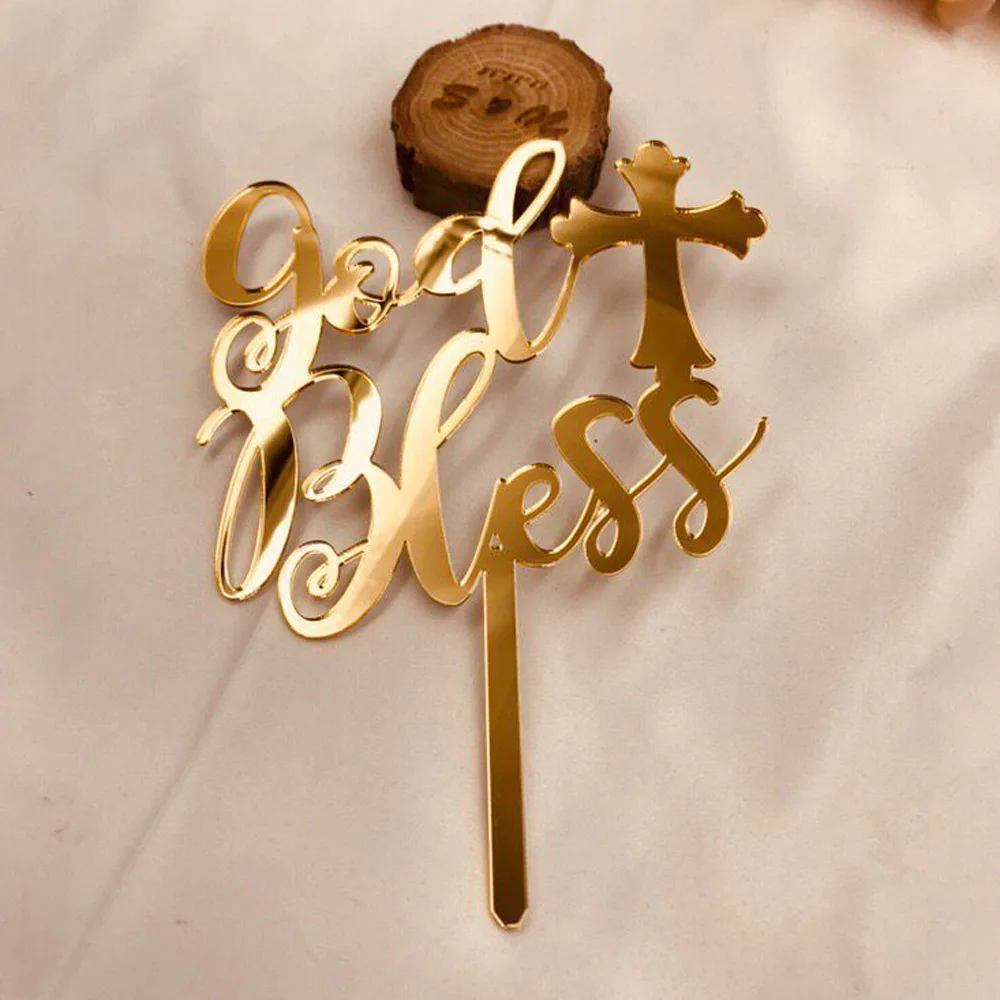 Personalized Christenings,party cake topper God Bless Cake And Cross Baptism Cake Topper,Baptism Gift cake topper
