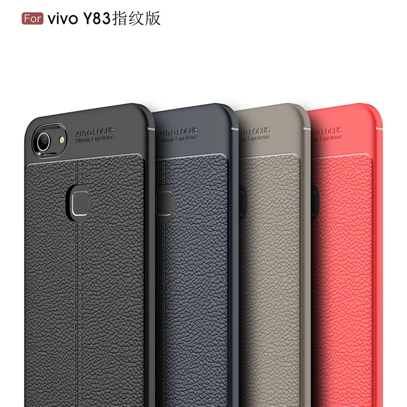 

For VIVO Y83 Fingerprint Case Cover Luxury Lichi Silicone Shockproof Armor Rubber Phone Cases For VIVO Y83 Back Cover For Y83