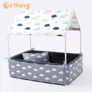 

Washable Insulation Kennel Cat Nest Pet House With Light Pet TentLuxury Princess Pet Dot Bed Comfortable Bed For Rabbit hair