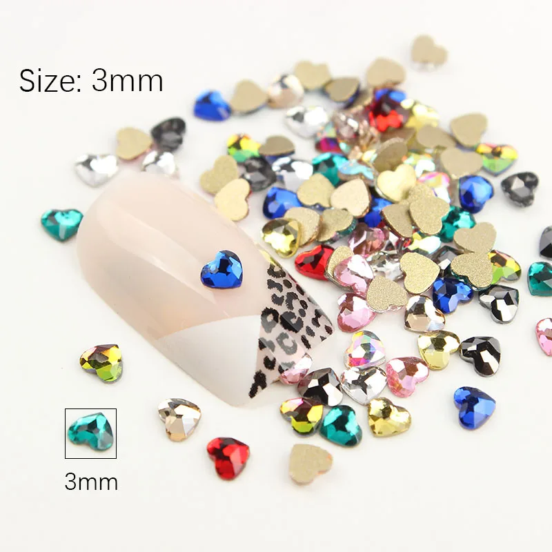 

3mm AB Nail Rhinestones Heart Nail Rhinestones For Nails Art Decorations Crystal Glass Stone Manicure 3D 1000pcs Big pack
