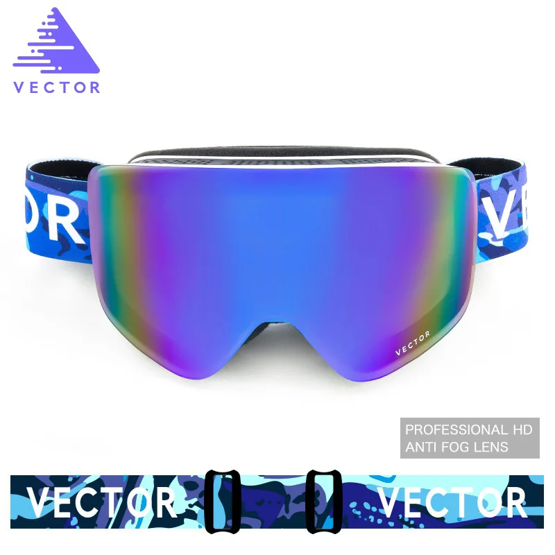 Профессиональные лыжные очки для взрослых, очки для сноуборда, двойные линзы, анти-туман, UV400, сферические очки, для катания на лыжах, для мужчин и женщин, очки для сноуборда - Цвет: Bule White
