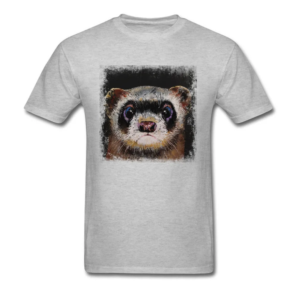 Cheap Mens T-shirts FERRET Casual Tops Shirt 100% Cotton Short Sleeve Birthday Clothing Shirt Crewneck Free Shipping FERRET grey