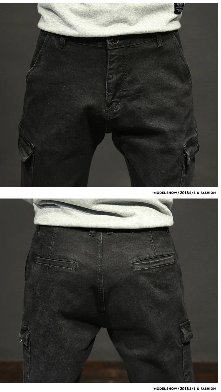 Качественные брендовые новые весенние мужские джинсы 2019 свободные плюс размер джинсовые штаны-карго мужские боковые карманы хип-хоп