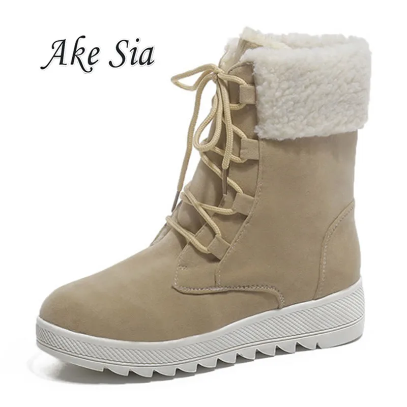 

2019 winter new ladies fashion comfortable round head Lace-Up flat boots casual sweet plus cotton warm Flock Round Toe boots c39