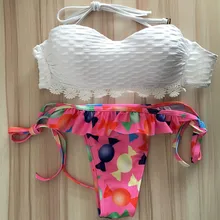 2017 Red Candy Print Biquini Sexy Push Up Swimwear Brazilian Bikini Swimsuit Sweety Girl Bathing Suit Beachwear Maillot De Bain