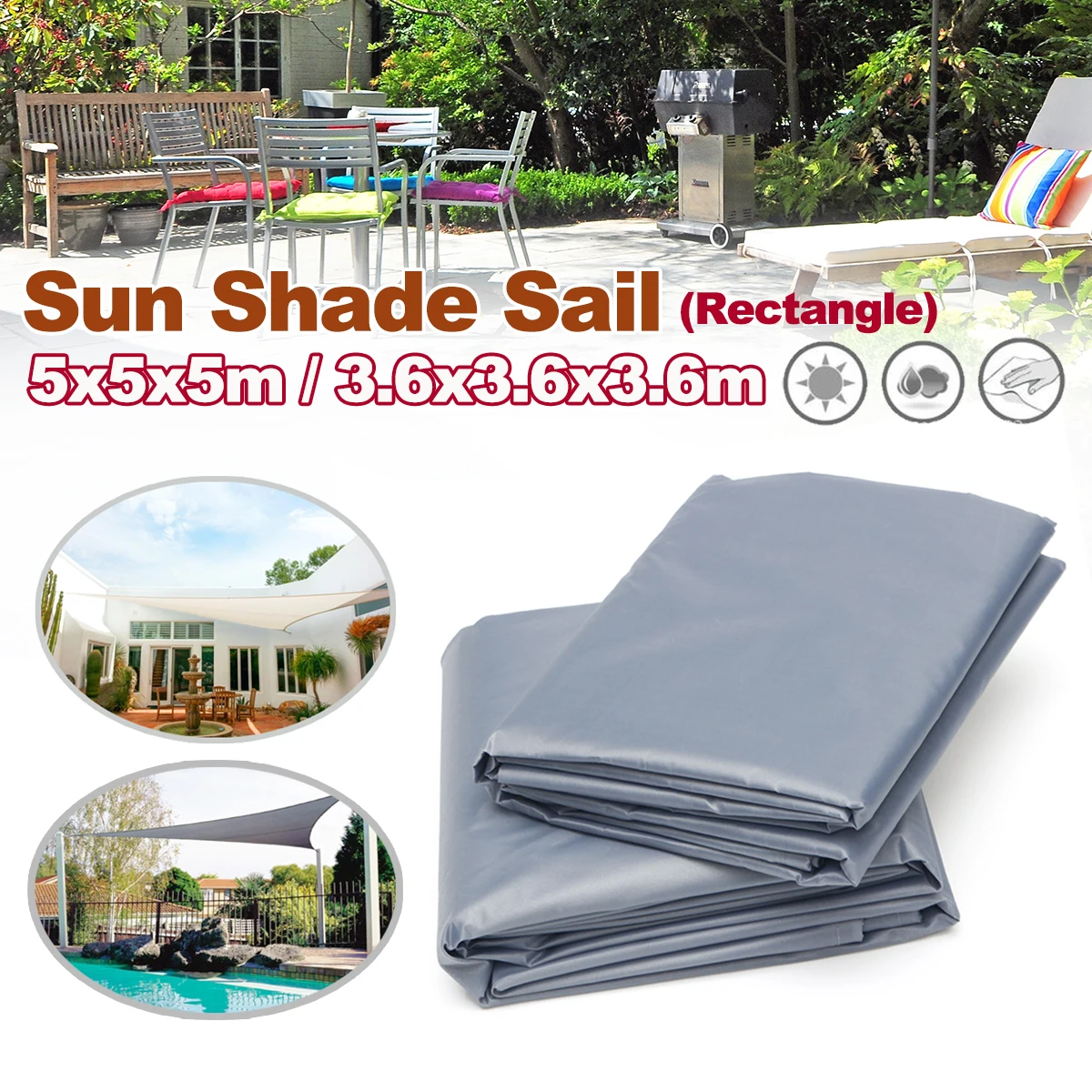 Sun Shade Sail Garden Patio Sun Resistant Triangle Awning Canopy