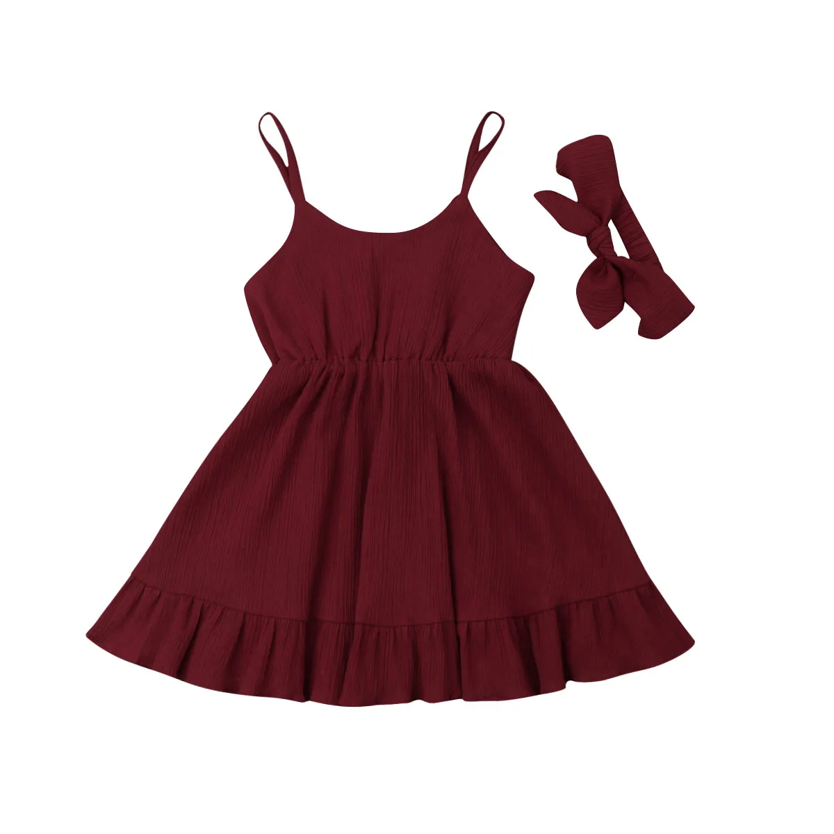 

Summer Toddler Baby Girls Party Dress Ruffle Solid Sundress Clothes Outfits 1-6Y