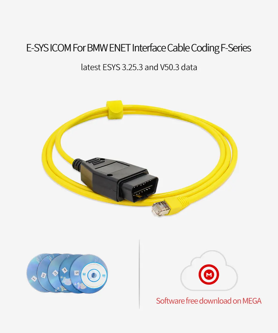 E-SYS для BMW F-series ICOM OBD2 сканер Диагностический кабель скрытый Ethernet в OBD2 ESYS кабель для передачи данных E-SYS ENET инструмент для сканирования данных