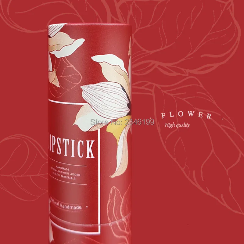 Empty Paper Lipstick Tube 12.1mm Red Flowers Lipbalm Tube Empty Cosmetic Container Red Magnolia Papery Lipstick Container (5)