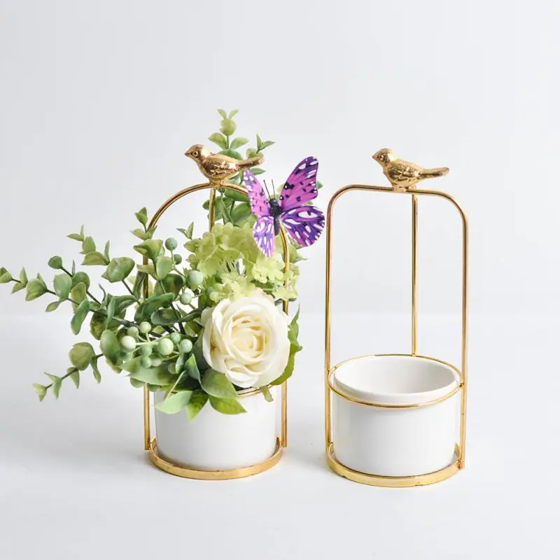 Newest Creative Fleshy Flower Pot Bird Round Frame Flower Pots for Fleshy Succulent Plant  Planter Home Garden Office Decoration