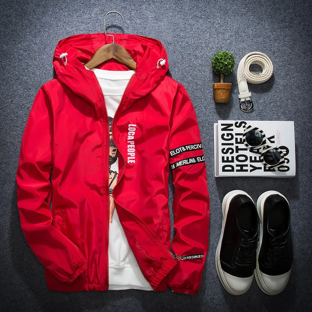 2017 Spring Autumn New Fashion Slim Fit Young Men Hooded Jacket Thin Jackets Brand Casual Windbreaker