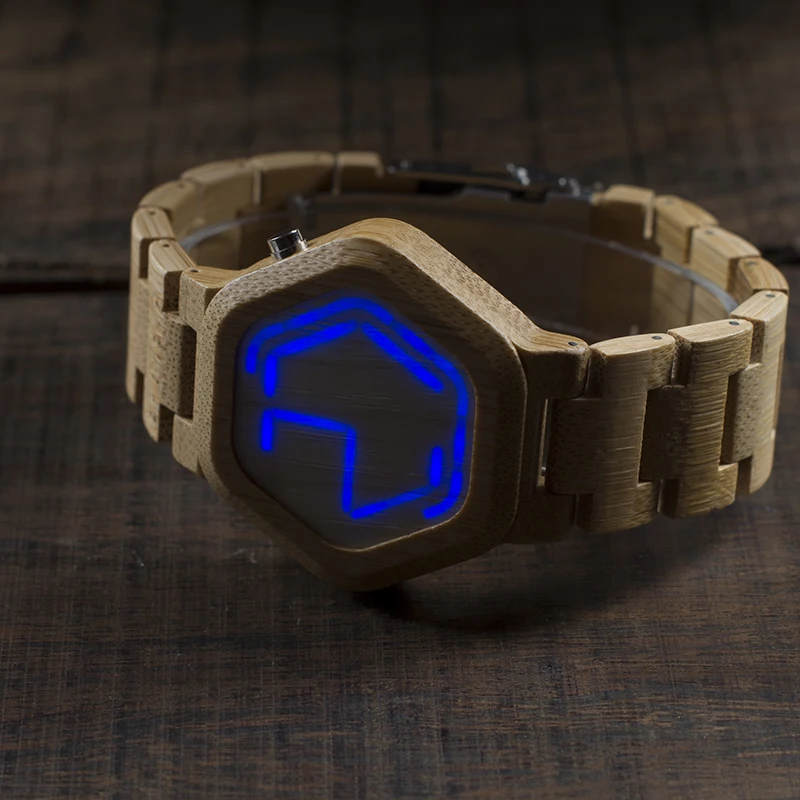 visão noturna bambu mini relógio led design