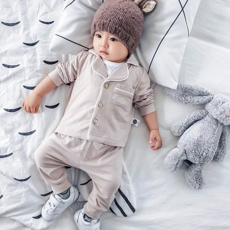 Lemonmiyu/Детские пижамы для новорожденных; Модный хлопковый спальный костюм для маленьких мальчиков и девочек; весенне-осенняя одежда для сна унисекс с длинными рукавами - Цвет: CT-190502