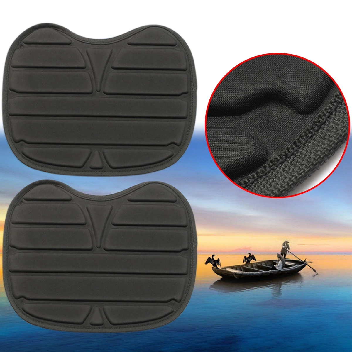 MAYITR 2pcs Black Kayak Seat Cushion Comfortable Soft Padded Durable